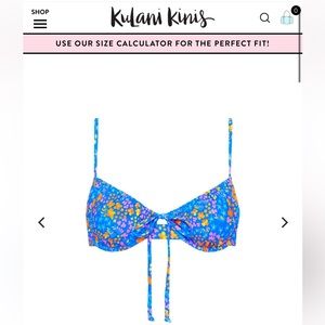Kulani Kinis Blue Floral Tie Front Bikini Top